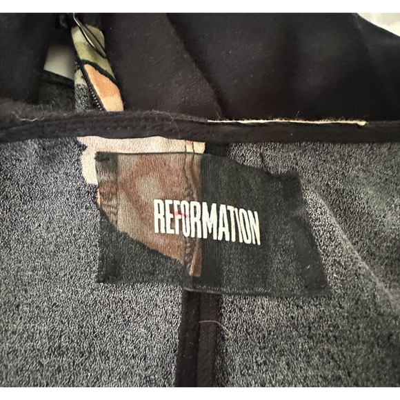 REFORMATION Womens Dress 2 Black Floral Heidi Midi Cut Out Long Sleeve Feminine - Picture 4 of 10